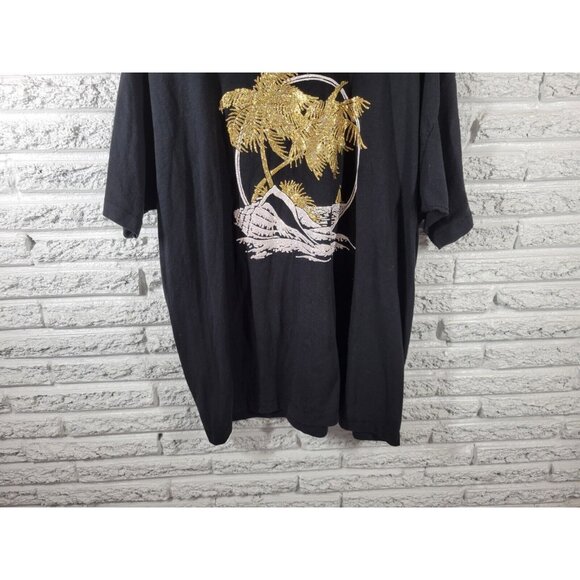 Fruit of Loom Womens Top XXL Tee Short Sleeve Tropical Black BLA41E - Picture 4 of 8